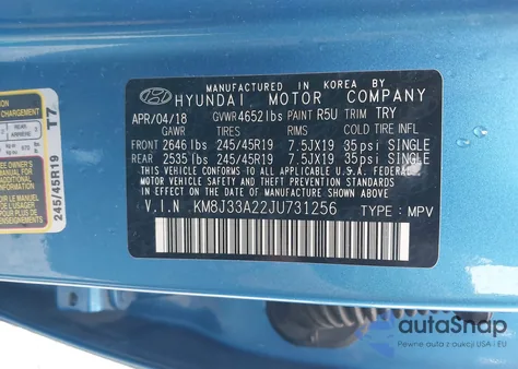 2018 Hyundai Tucson Value из США, поврежденный, VIN KM8J33A22JU731256